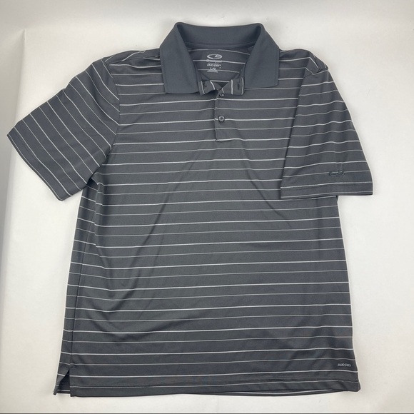 C9 Champion Duo Dry Polo Shirt Mens Large Gray Striped Short Sleeve - Picture 1 of 8